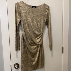 Lulus gold ruched dress